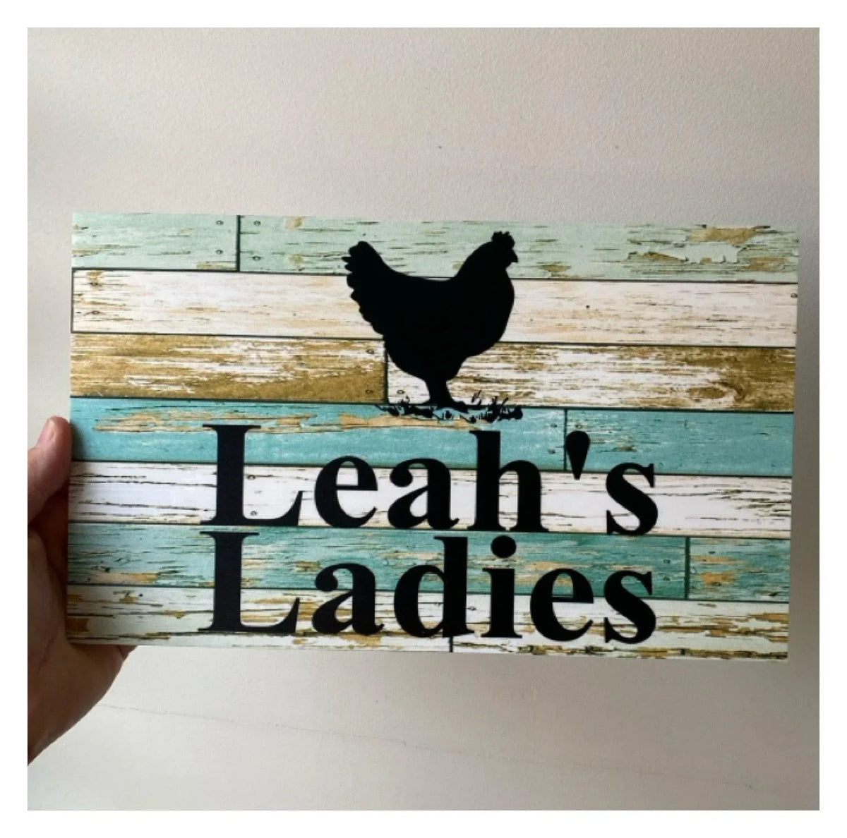 Chicken Hen Custom Personalised Sign Rustic Blue - The Renmy Store Homewares & Gifts
