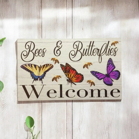 Bees & Butterflies Welcome Sign - The Renmy Store Homewares & Gifts
