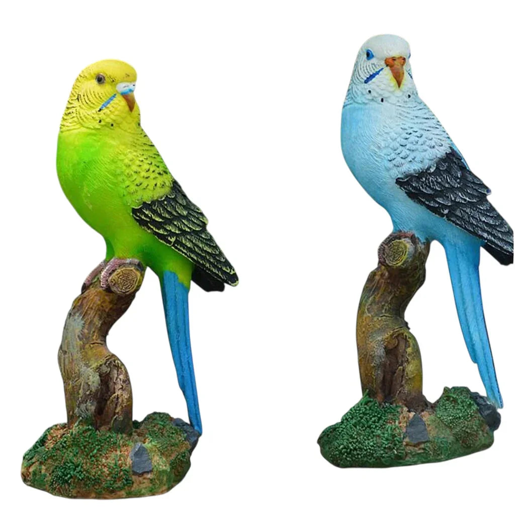 Budgie Ornament Figurine Blue or Green approx 8x7x16cm