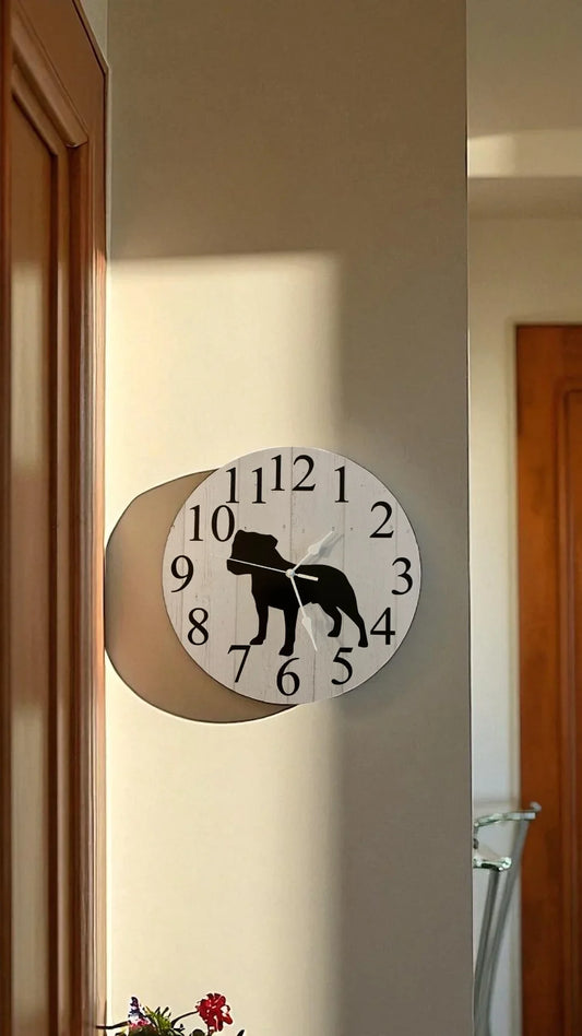 Staffy Wall Clock Staffordshire Bull Terrier 30cm 60cm Aussie Made