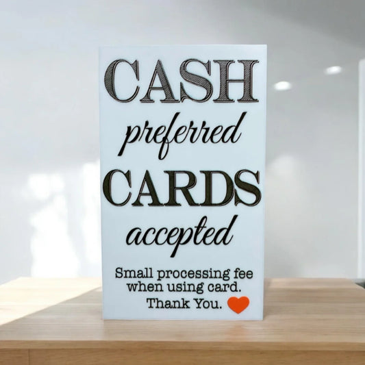 Cash Preferred Cards Accepted Shop Business Retailer Sign - The Renmy Store Homewares & Gifts
