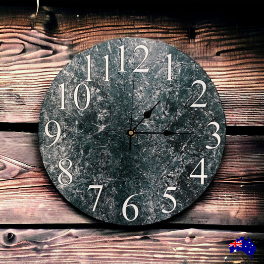 Clock Wall Rustic Dark Texture Aussie Made - The Renmy Store Homewares & Gifts