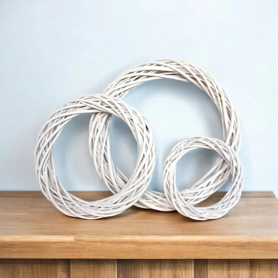 Rattan Garland Ring DIY White Provincial Wicker 10cm 20cm 25cm 30cm
