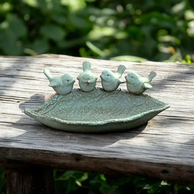 Bird Feeder Leaf Ceramic Garden Decoration - The Renmy Store Homewares & Gifts
