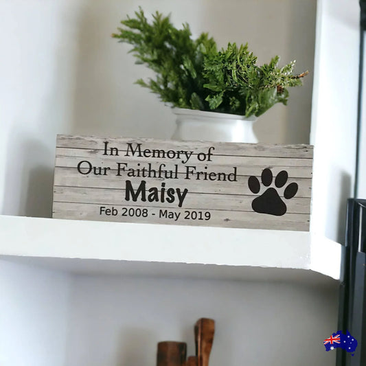 Custom Pet RIP Memorial Dog Cat Sign White Wash - The Renmy Store Homewares & Gifts