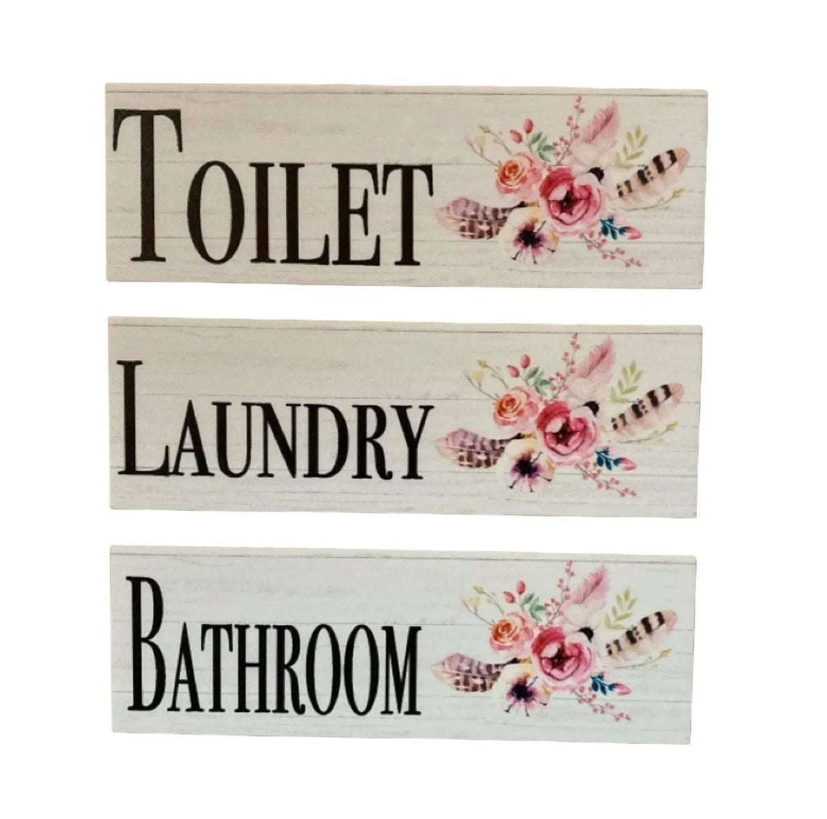 Flowers Feathers Toilet Laundry Bathroom Door Sign - The Renmy Store Homewares & Gifts