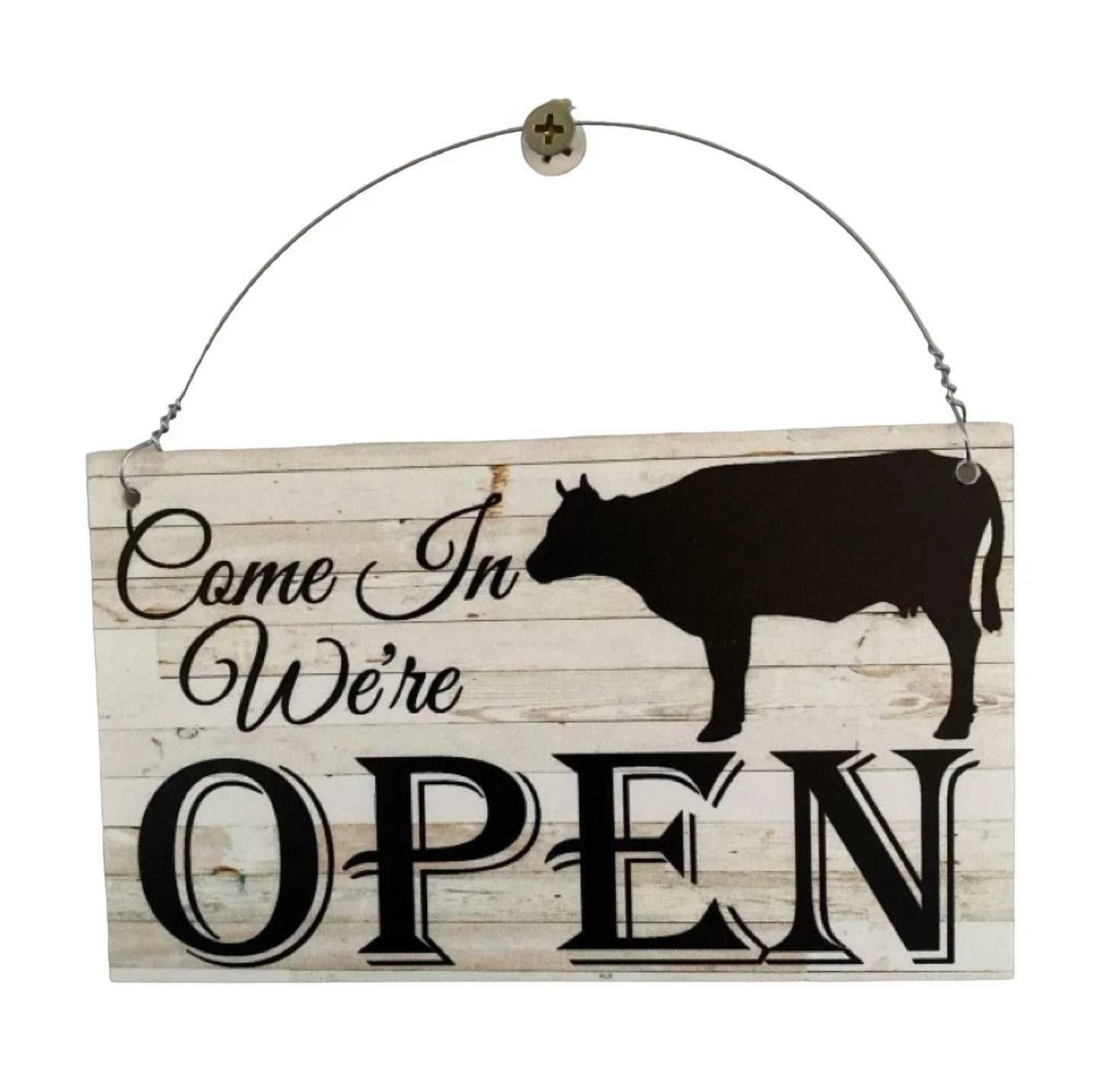 Open Closed Cow Butcher Shop Hanging Farm Sign - The Renmy Store Homewares & Gifts