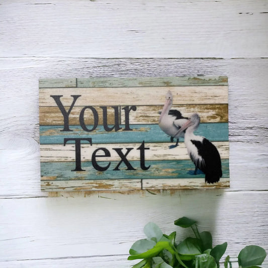 Pelican Bird Coastal Personalised Custom House Garden Sign - The Renmy Store Homewares & Gifts
