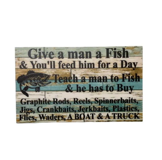 Fishing Life Quote Rustic Bass Blue Sign - The Renmy Store Homewares & Gifts