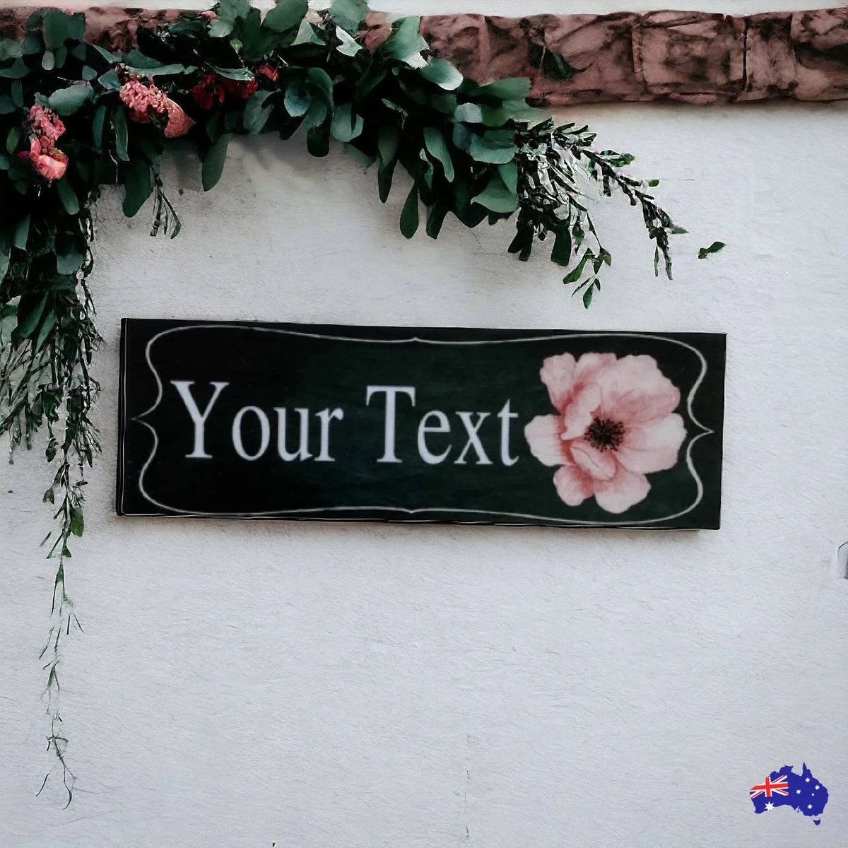 Custom Personalised Vintage Black Pink Flower Sign - The Renmy Store Homewares & Gifts