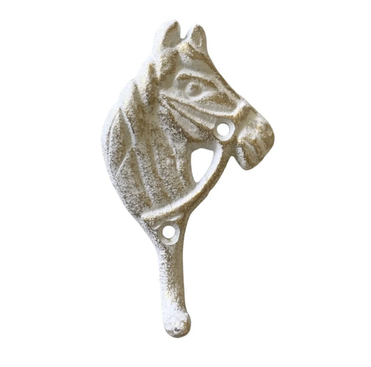 Horse Hook Rustic White Wash Gold Cast Iron - The Renmy Store Homewares & Gifts