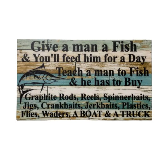 Fishing Life Quote Rustic Marlin Blue Sign - The Renmy Store Homewares & Gifts