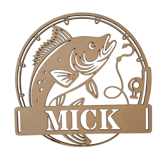 Fishing Custom Personalised Art Plywood MDF Laser Cut