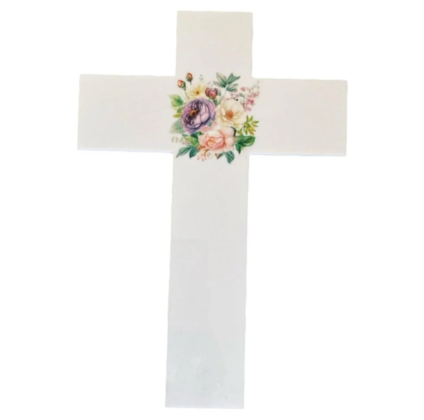 Cross Floral Cottage Mauve Home Garden Wall Decoration - The Renmy Store Homewares & Gifts