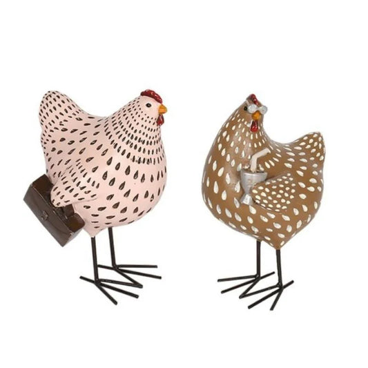 Chicken Ladies Set of 2 Ornament Farmhouse Decor 10x6x15.5/10x6x14.5cm