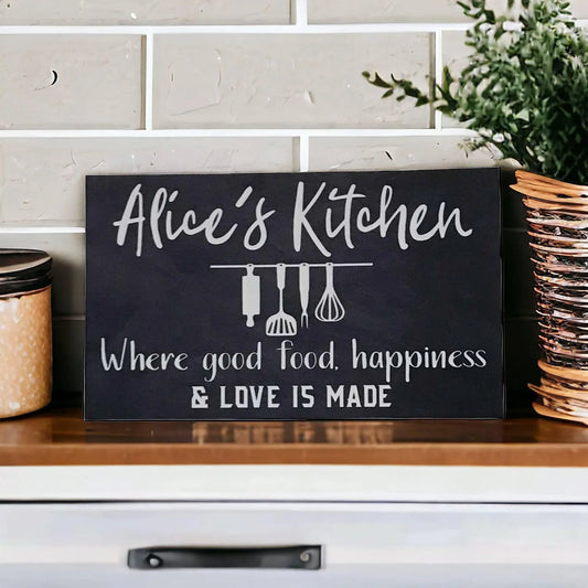 Kitchen Good Food Happiness Love Custom Sign - The Renmy Store Homewares & Gifts