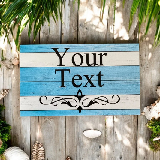 Custom Personalised Blue White Marine Timber Wood Sign - The Renmy Store Homewares & Gifts