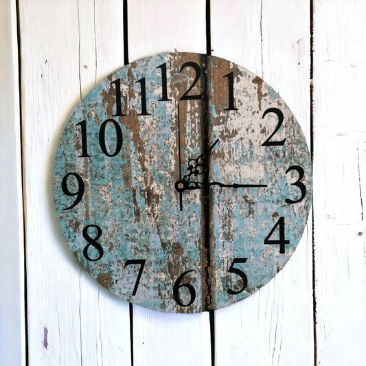 Clock Wall Rustic Aqua Blue Aussie Made - The Renmy Store Homewares & Gifts
