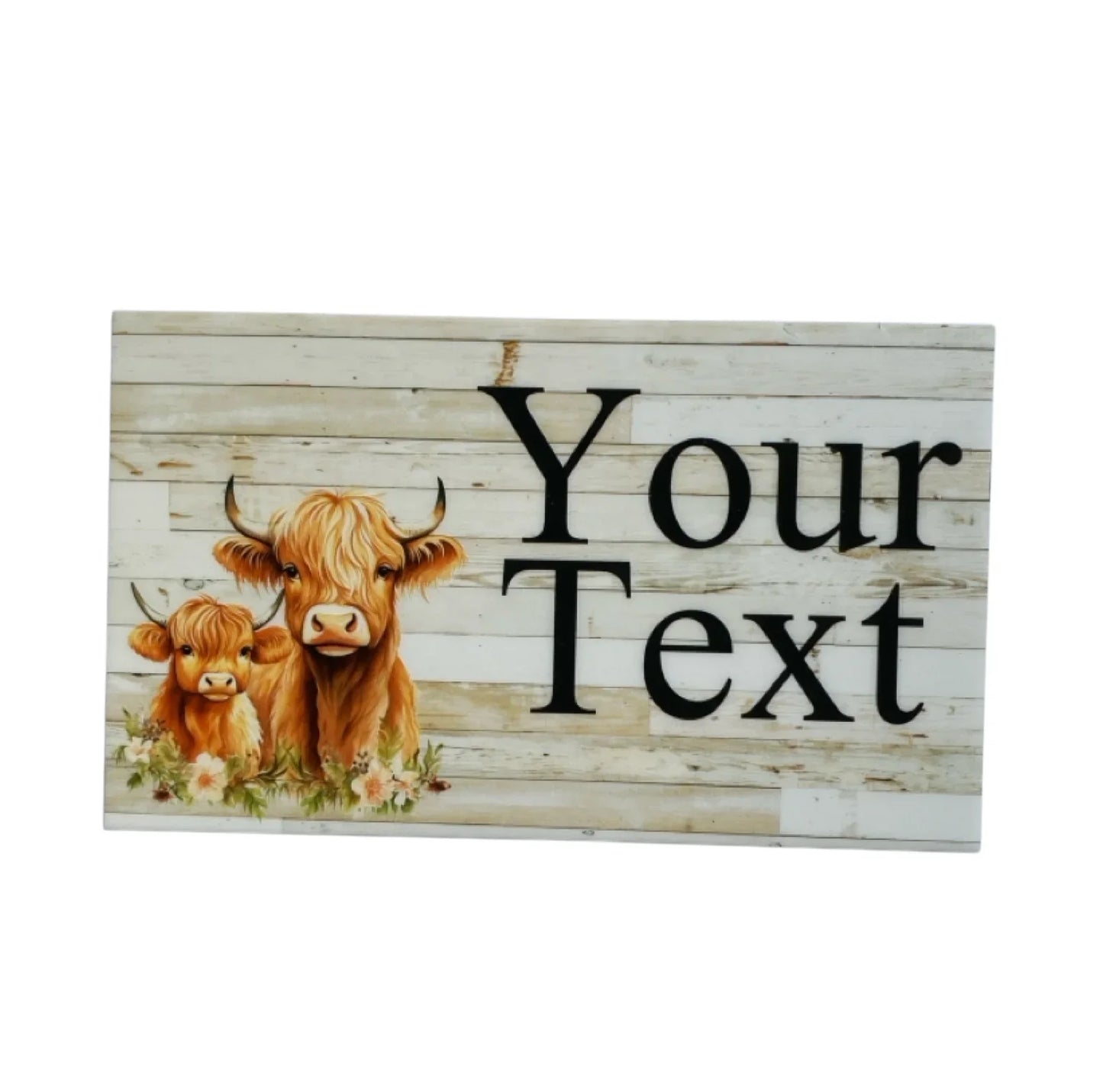 Cow Highland Floral Farm Custom Personalised Sign - The Renmy Store Homewares & Gifts