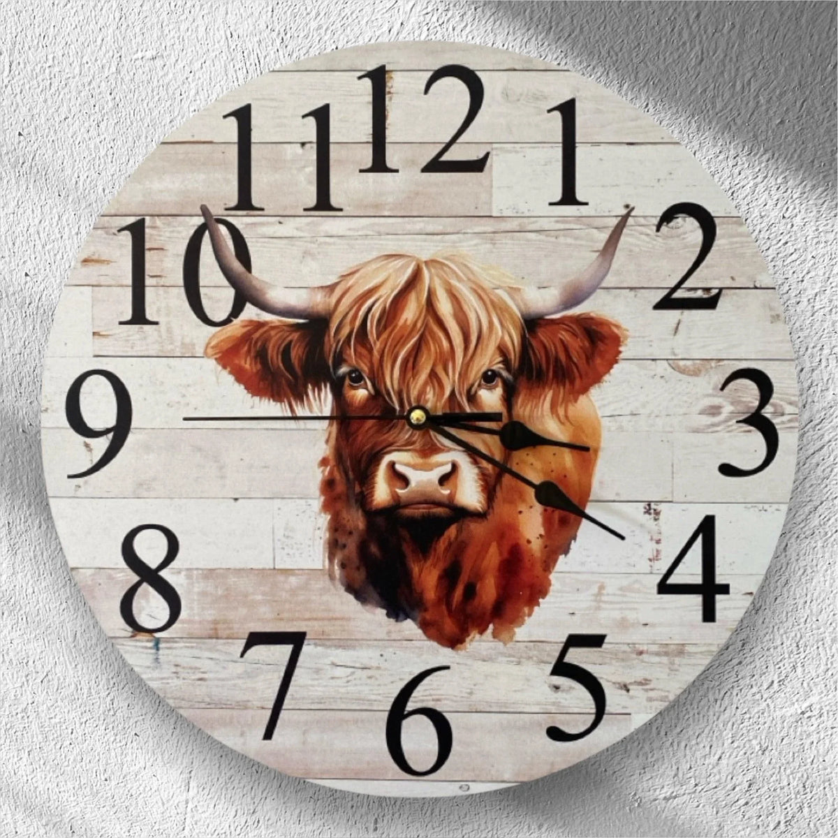 Clock Wall Cow Highland 30cm or 60cm Aussie Made - The Renmy Store Homewares & Gifts