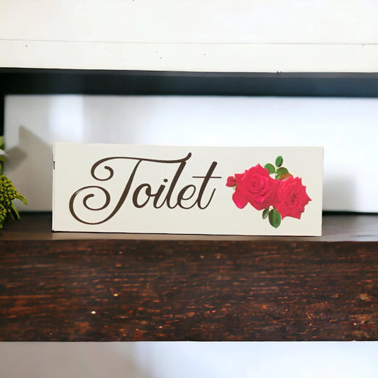 Red Rose Door Room Sign Toilet Laundry Bathroom - The Renmy Store Homewares & Gifts