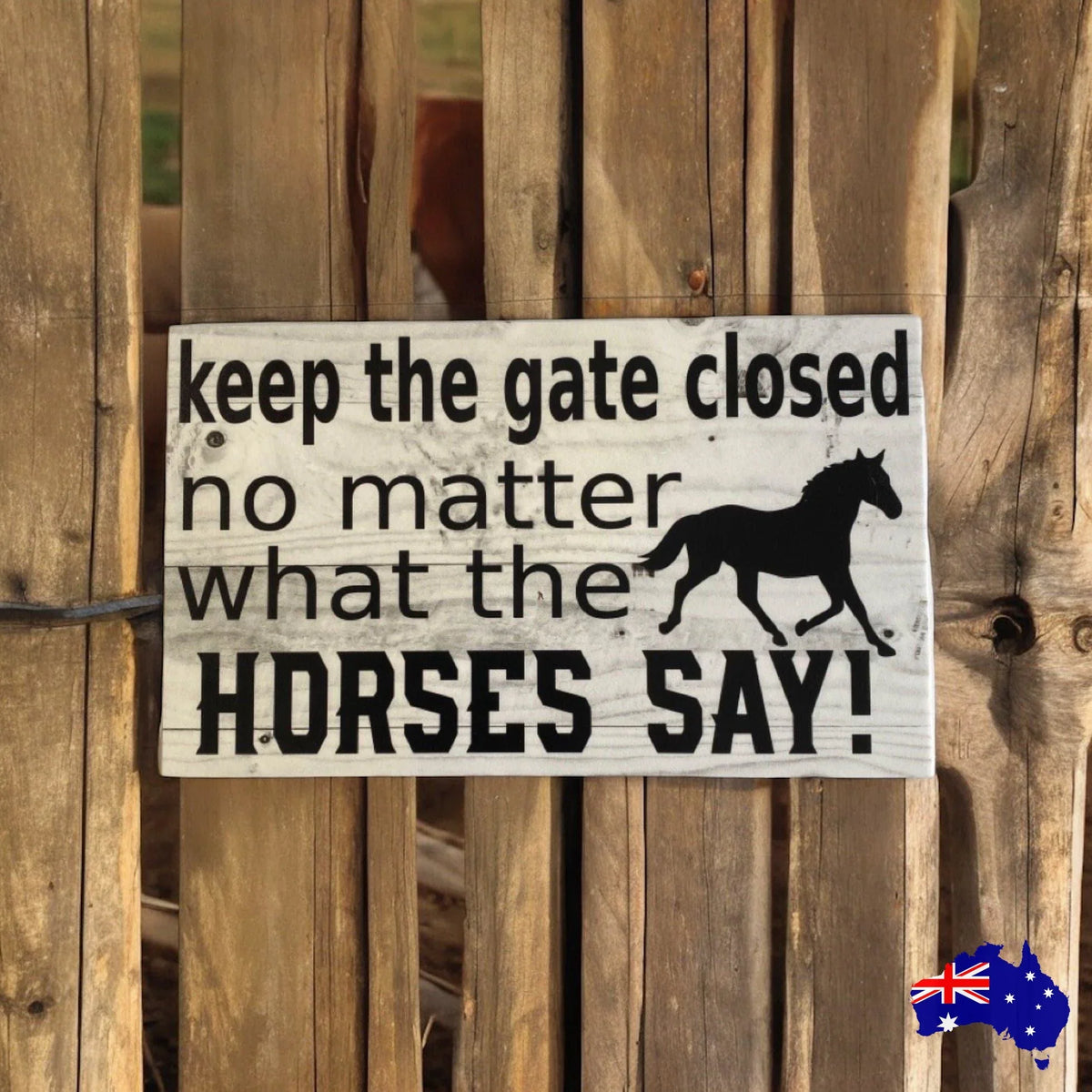 Horses Keep Gate Closed Vintage Sign - The Renmy Store Homewares & Gifts