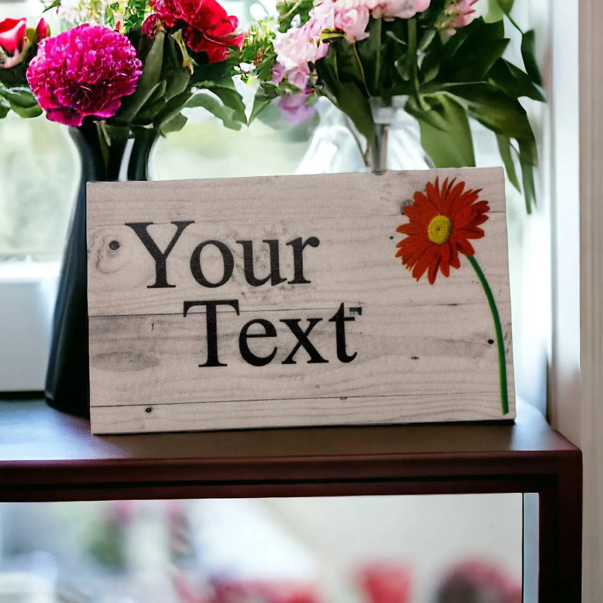 Gerbera Flower Red Custom Personalised Sign - The Renmy Store Homewares & Gifts