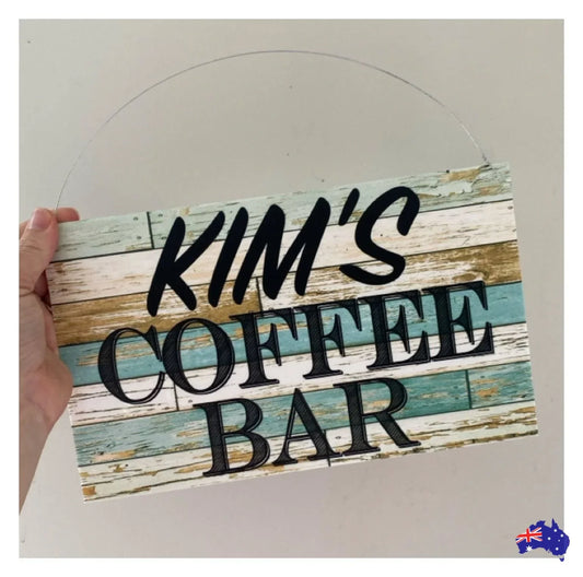 Coffee Bar Blue Personalised Custom Sign - The Renmy Store Homewares & Gifts