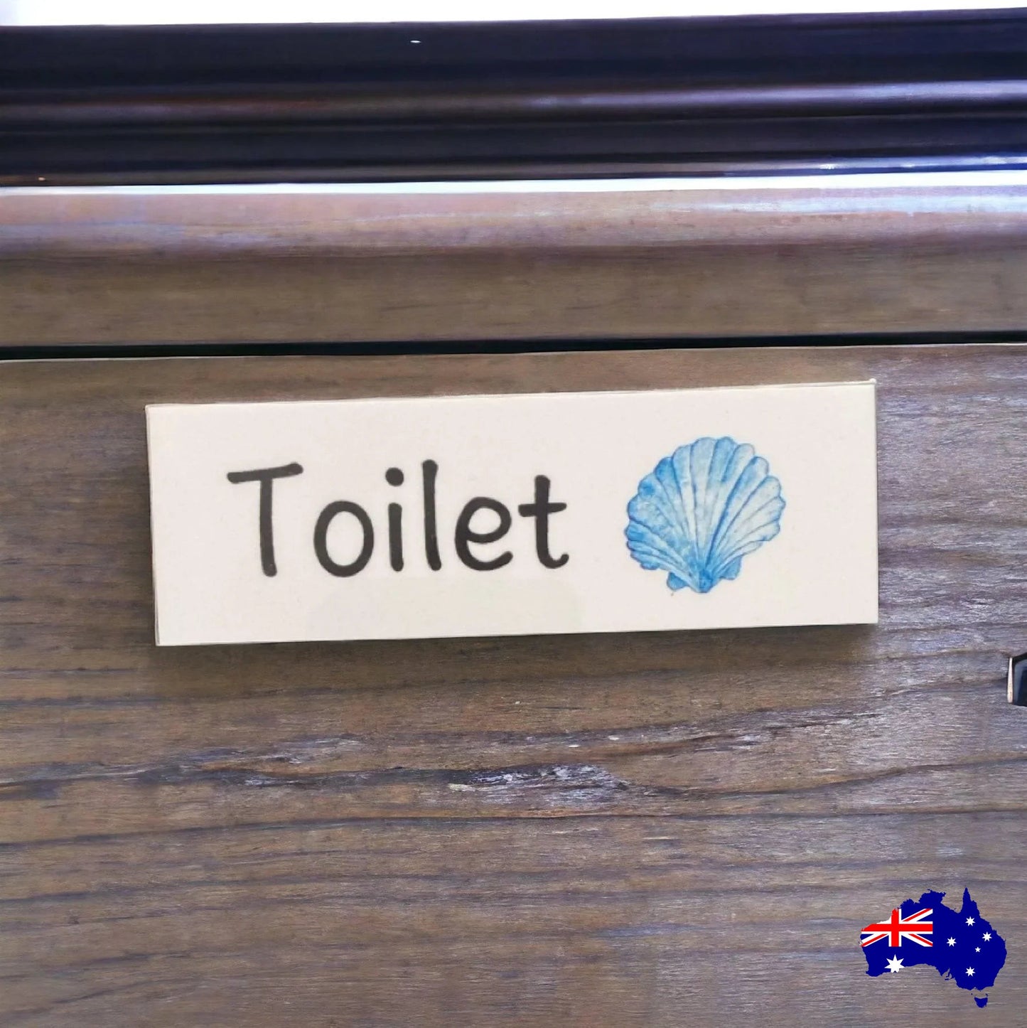 Shell Beach Blue Door Room Sign Toilet Laundry Bathroom - The Renmy Store Homewares & Gifts
