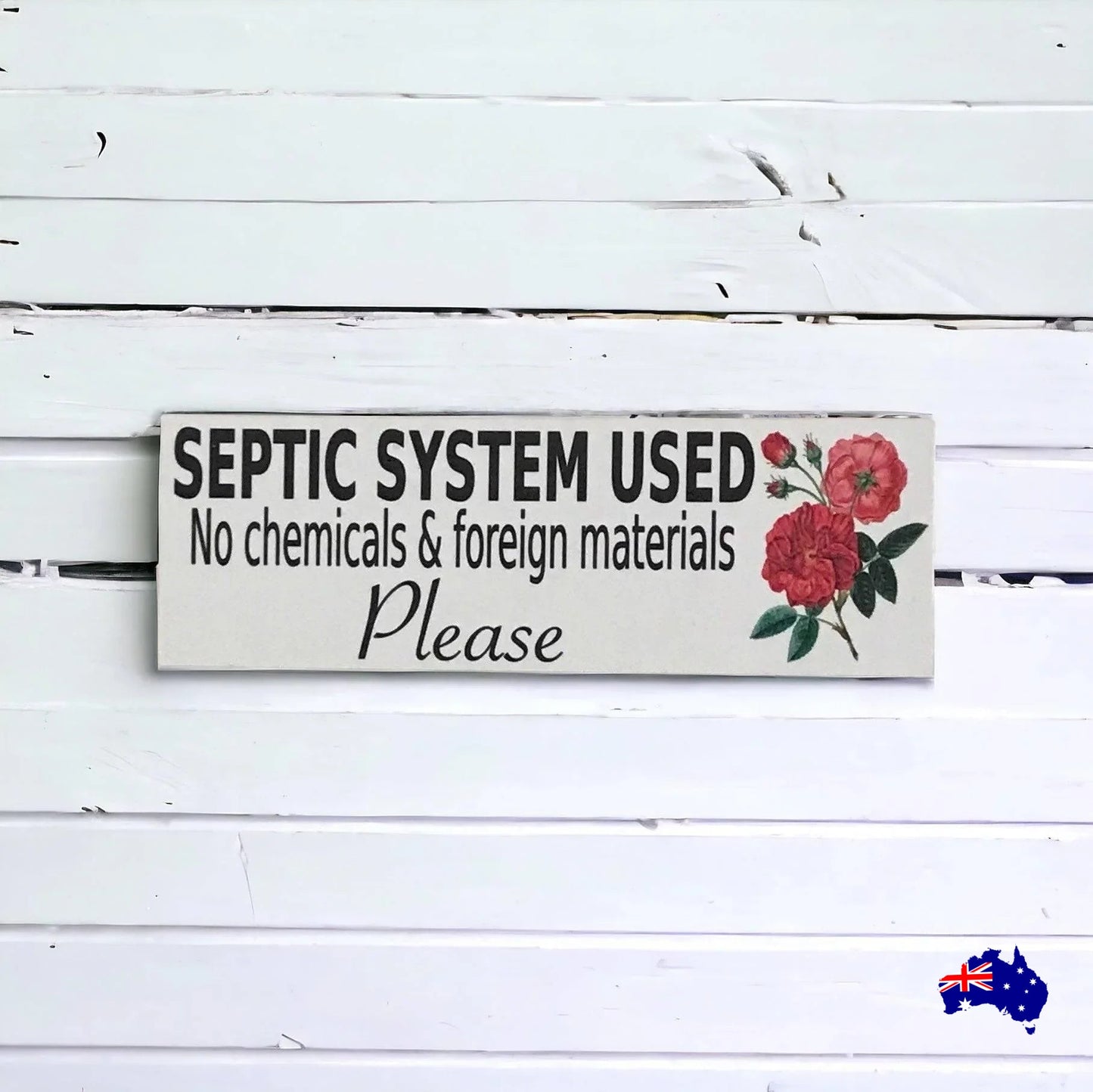 Toilet Bathroom Flush Eco Red Rose Bud Sign - The Renmy Store Homewares & Gifts