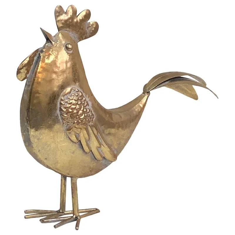 Chicken Chook Rustic Metal Gold Ornament
