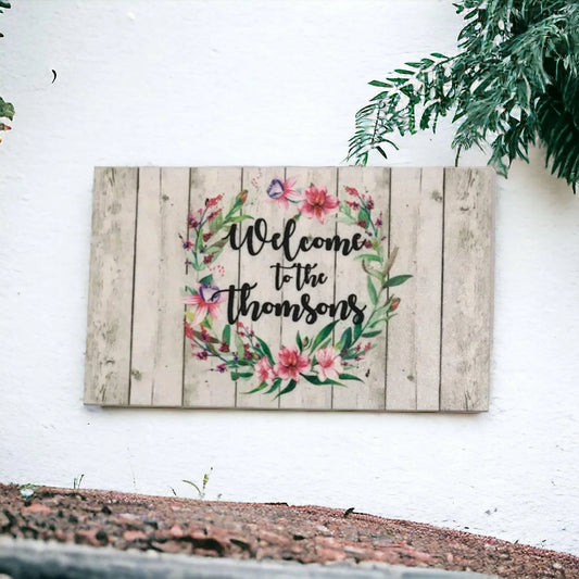 Welcome Custom Personalised Family Floral Sign - The Renmy Store Homewares & Gifts