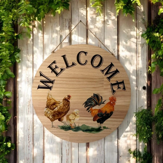 Farmhouse Chicken Rooster Chick Wood Sign - The Renmy Store Homewares & Gifts