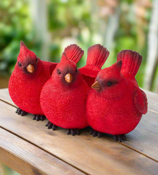 Red Bird Resin Planter Pot | Cute Garden Friends Home Decor | Indoor Outdoor Succulent Pot