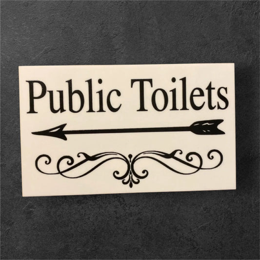Public Toilets Restroom Wall Door Right Left Arrow Sign - The Renmy Store Homewares & Gifts