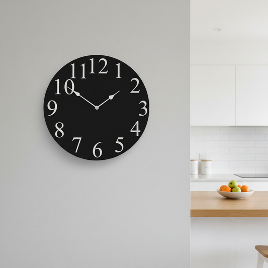 Clock Wall Rustic Black & White Aussie Made | 30cm & 60cm Silent Wall Clock