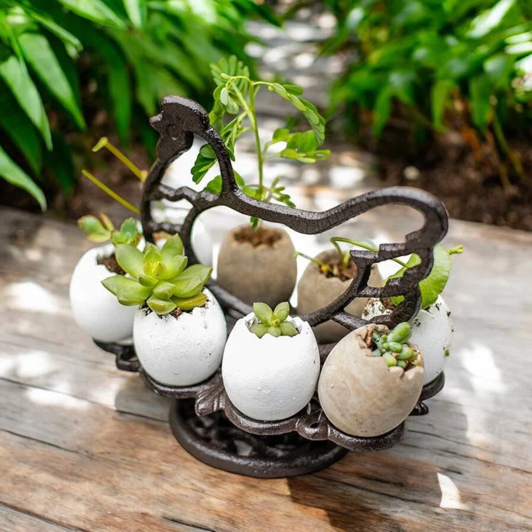 Egg Holder Rack Cast Iron Chicken Hen Country - The Renmy Store Homewares & Gifts