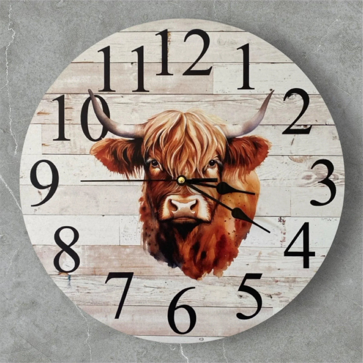 Clock Wall Cow Highland 30cm or 60cm Aussie Made - The Renmy Store Homewares & Gifts