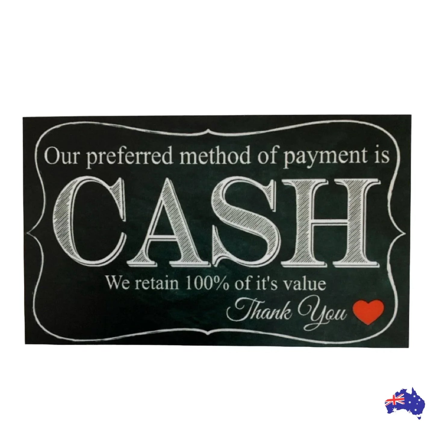 Cash Payment Preferred Business Retail Sign - The Renmy Store Homewares & Gifts