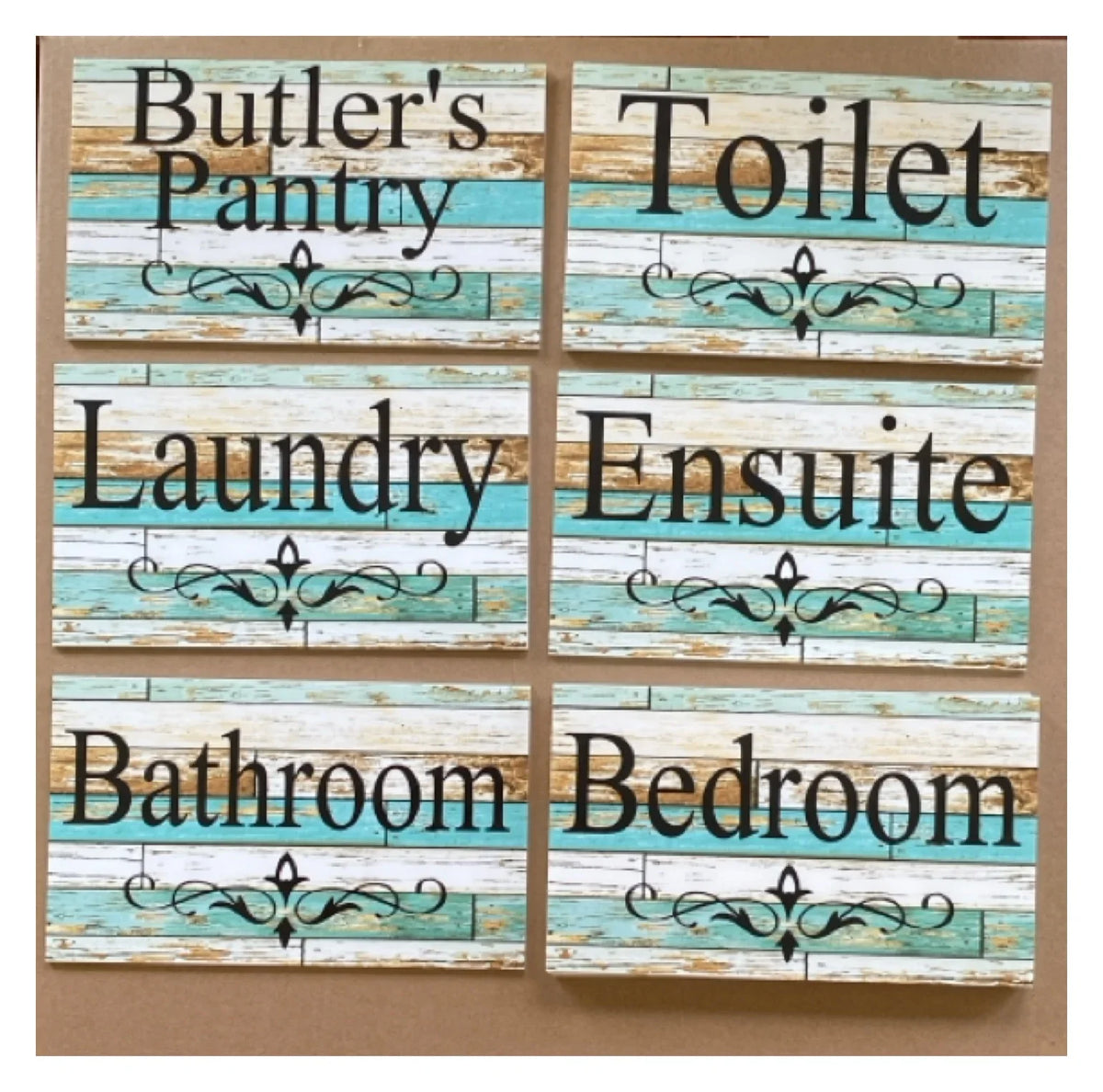 Custom Personalised Blue Timber Look Sign - The Renmy Store Homewares & Gifts