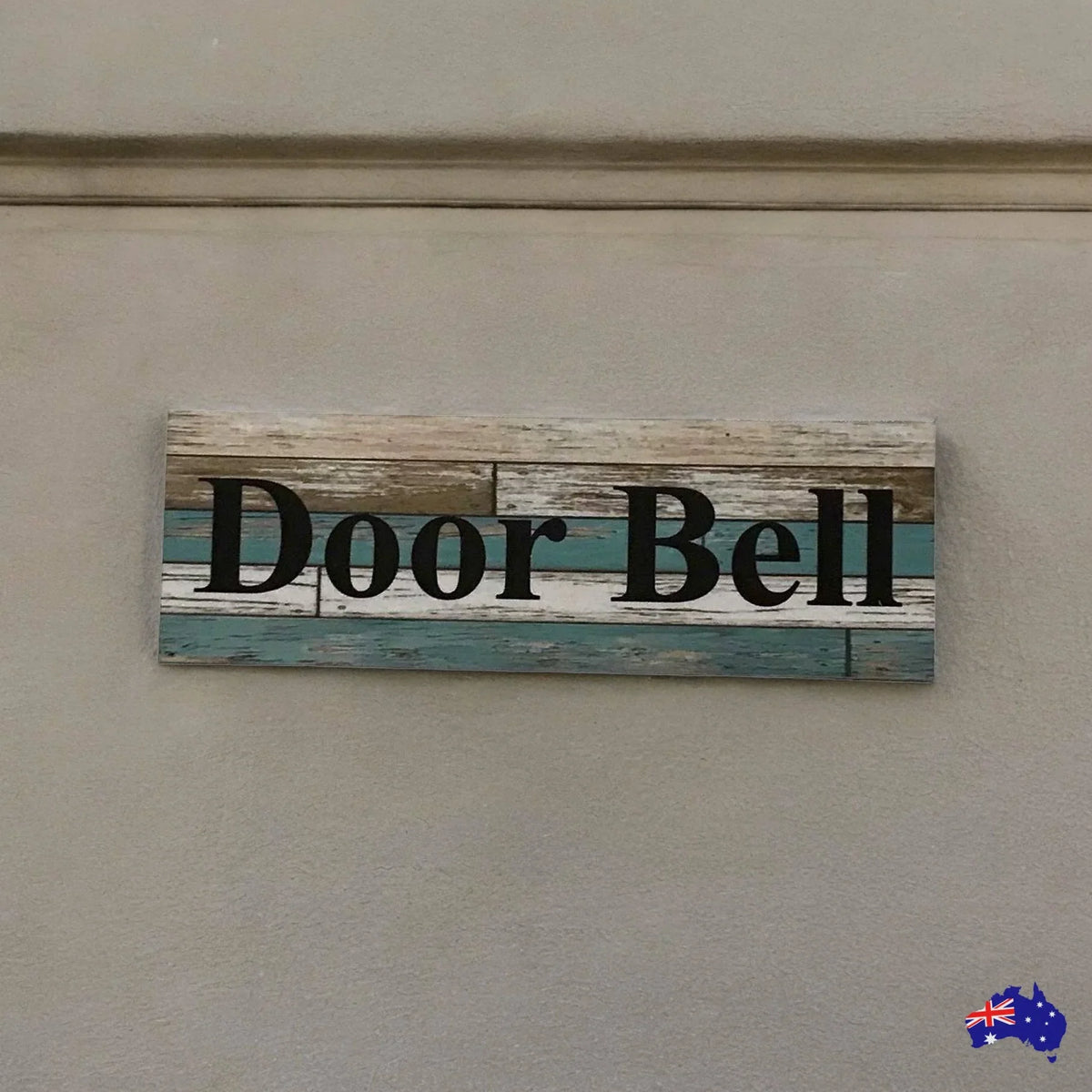 Door Bell Blue Timber Style Sign - The Renmy Store Homewares & Gifts
