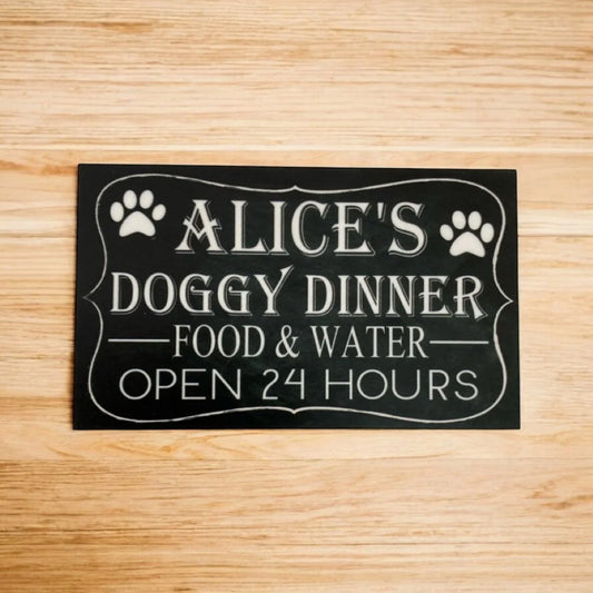 Doggy Dinner Personalised Custom Dog Sign - The Renmy Store Homewares & Gifts