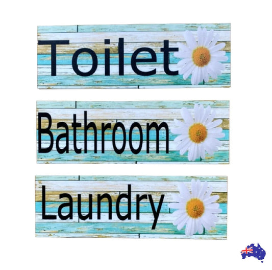 Daisy Flower Toilet Laundry Bathroom Door Sign - The Renmy Store Homewares & Gifts