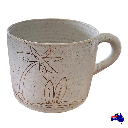 Handmade Surfboard Surfer Ceramic Mug | Aussie Made Wolf and Clay