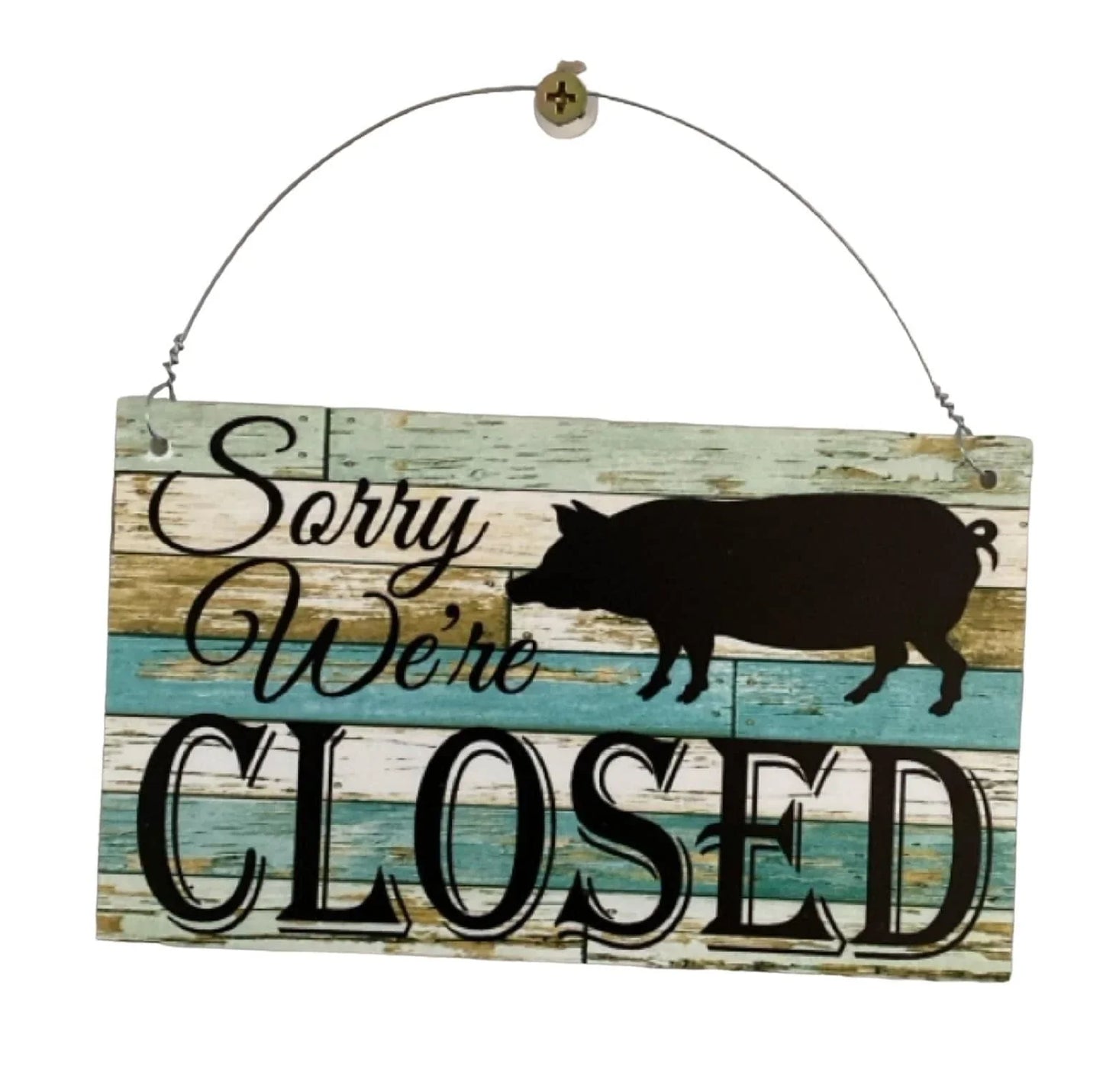 Open Closed Pig Butcher Shop Hanging Farm Sign - The Renmy Store Homewares & Gifts