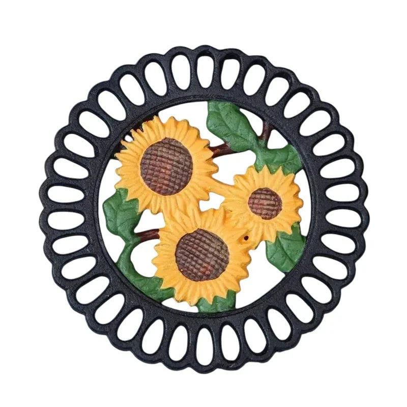 Trivet Placemat Sunflower Floral Cast Iron