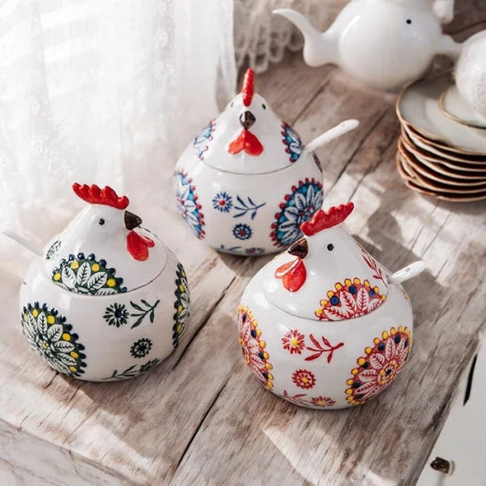 Jar Chicken Rooster Country Pepper Salt Seasoning - The Renmy Store Homewares & Gifts