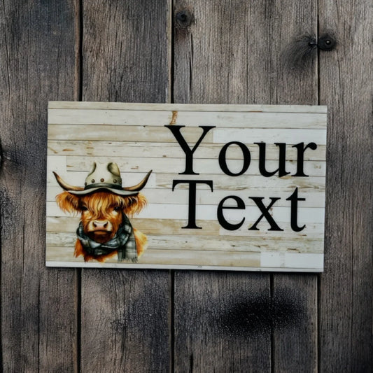 Cow Highland Cowboy Farm Custom Personalised Sign - The Renmy Store Homewares & Gifts