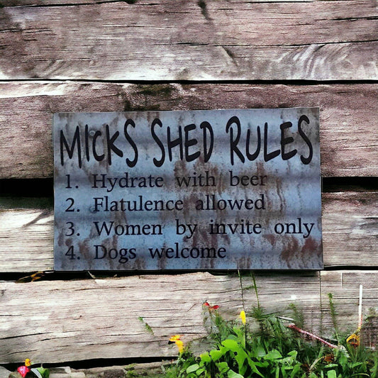 Shed Rules Custom Personalised Garage Sign - The Renmy Store Homewares & Gifts