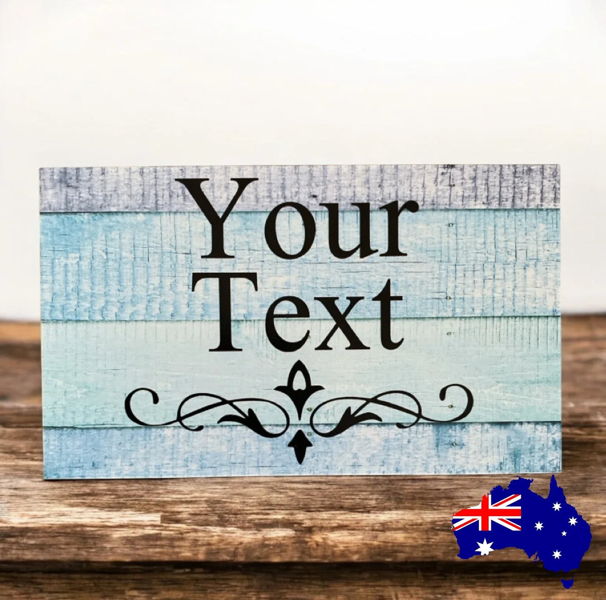Custom Personalised Blue Aqua Timber Wood Sign - The Renmy Store Homewares & Gifts